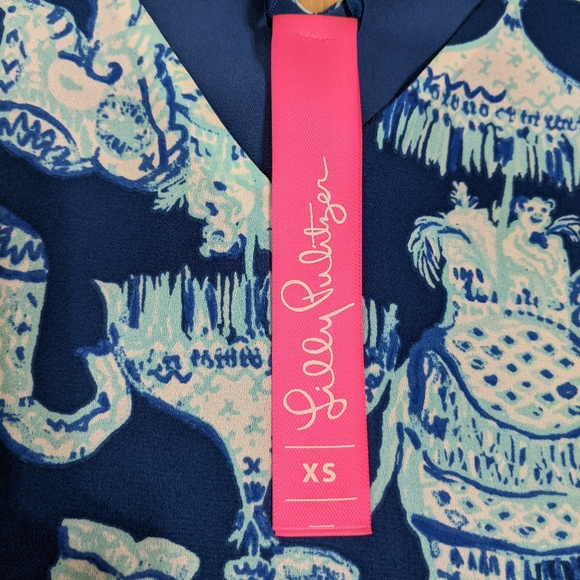EUC! Lilly Pulitzer Lileeze Florin Reversible Top Deep Indigo Joy Ride Size XS - Picture 7 of 11